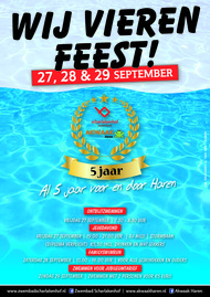 5 jarig jubileum weekend 27,28 en 29 september